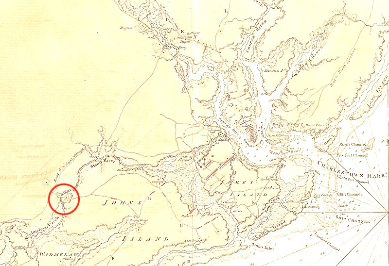 Battle of Stono Ferry Location Map