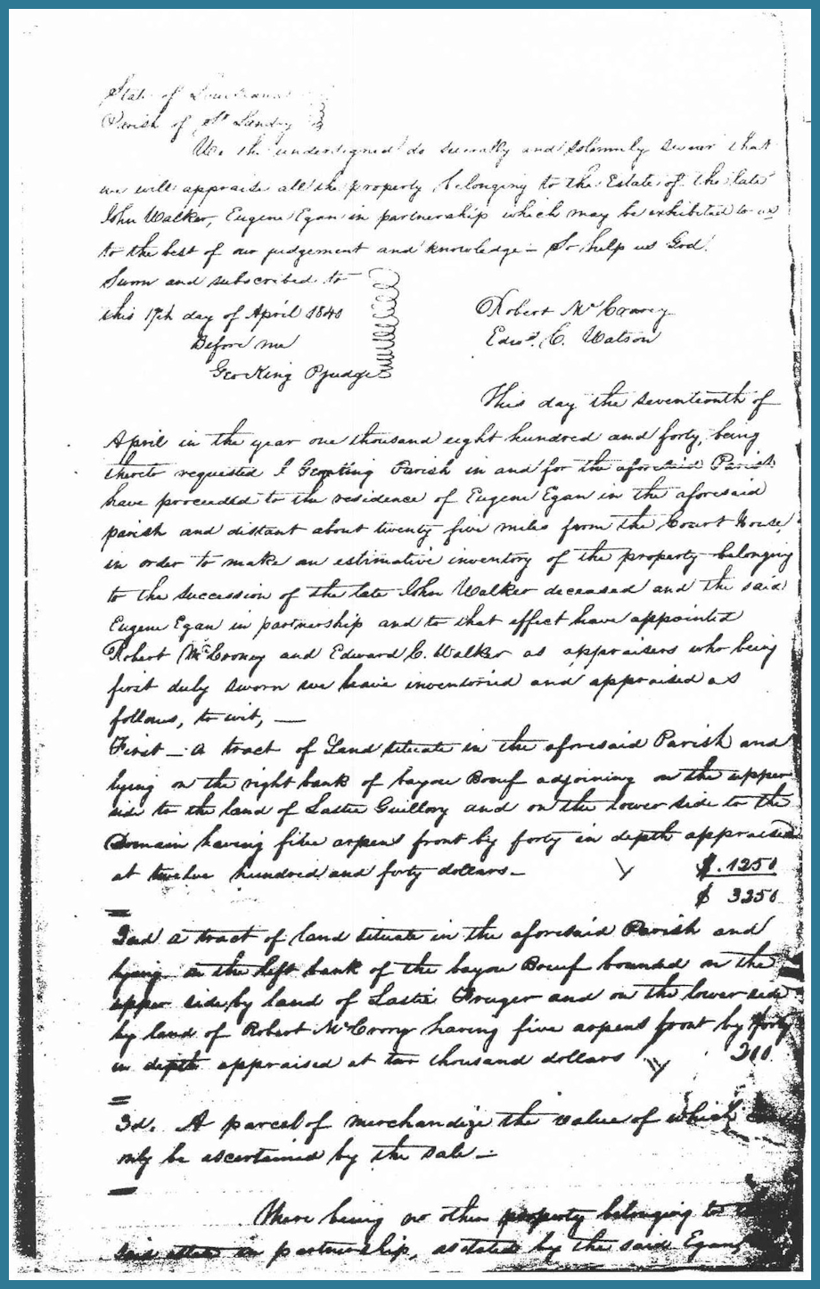 John Walker Succession - 1840 1